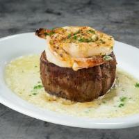 6 Oz Filet & Shrimp* · tender corn-fed midwestern beef topped with three large shrimp