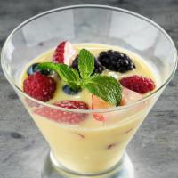 Berries & Cream · fresh seasonal berries with a rich vanilla cream