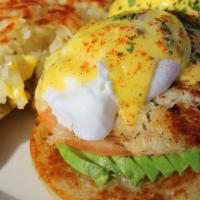 Crab Benedict · House-made crab cakes, tomatoes & avocado