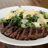 Steak Salad · Grilled steak, arugula mix, parmesan cheese, balsamic dressing.