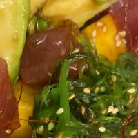 Tuna poke(Available · Available from 4:00 pm to 9:00 pm)Tuna, seaweed salad, ,mango,avocado, cucumber, home made s...