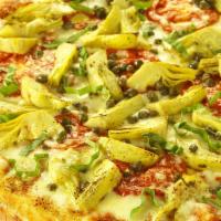 Provence · House-made marinara blended with house-made roasted garlic sauce, mozzarella, artichoke hear...