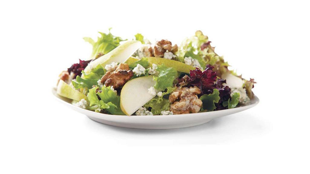 Pear & Gorgonzola Salad · Favorite. Mixed greens, fresh pear, Gorgonzola, candied walnuts, with balsamic vinaigrette. 536-1082 calories.