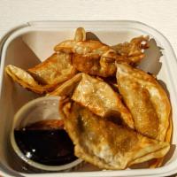 Potstickers · Chicken and vegetables with ponzu sauce. Six pieces.