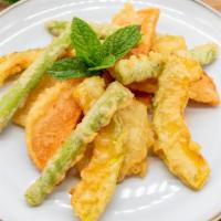 Vegetable Tempura · House-made vegetable tempura (asparagus, pumpkin, potato, and sweet potato) with tempura sau...