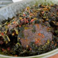 Efo-Riro · Stewed spinach with peppers.