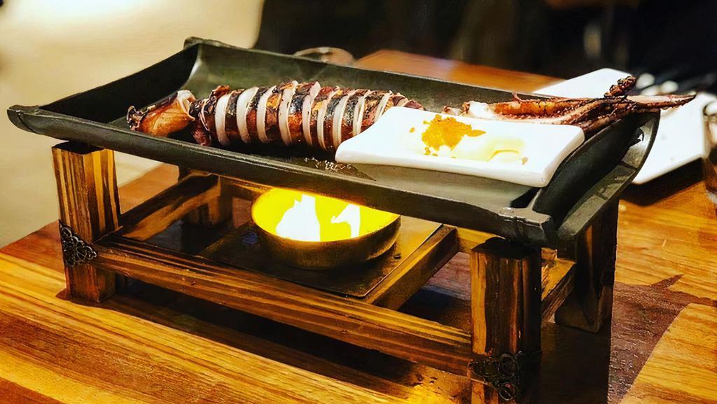 Grilled Ika · Grilled whole squid.