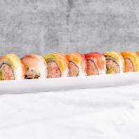 Rainbow Roll · California roll topped with assorted fish and avocado.