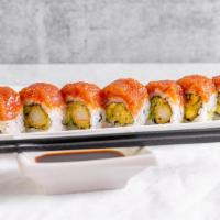 Red Dragon Roll · Avocado and shrimp tempura topped with spicy tuna.