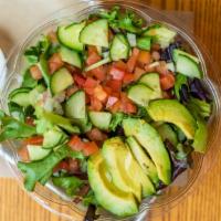 Market Salad · Served with choice dressing, romaine hearts lettuce, tomatoes, cucumbers and onions.