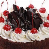 Black Forest Cake · Choco. chiffon cake filled with whipped cream & dark sweet cherries, decorated with whipped ...