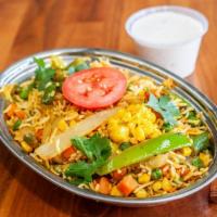 Mix Vegetable Biriyani · Aromatic basmati rice cooked with fresh mix vegetables.