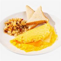 Cheese Omelette · Three eggs scrambled with your choice of cheese. Served with home fries and toast.