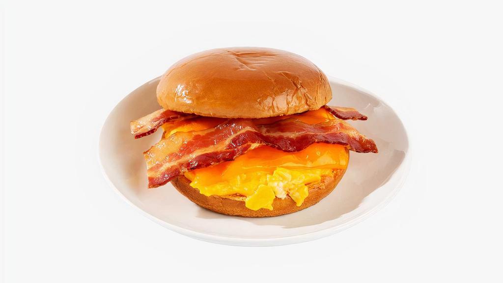 Bacon Egg & Cheese Breakfast Sandwich · Two eggs with melted cheese and crispy bacon.