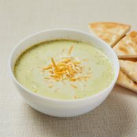 Broccoli Soup · Blended broccoli and onion with coconut cream & cheddar cheese. Served with pita bread. Glut...