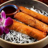 Vegetarian Crispy Rolls · Silver noodles, dried mushroom, cabbage, taro, and carrot. Served with sweet and sour sauce.