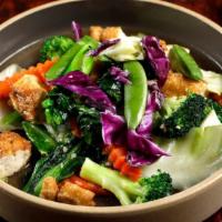 Vegetable Combination · Stir-fried tofu and mixed vegetables with garlic sauce.