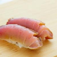 Zuke aburi bluefin tuna chutoro nigiri 2pcs · 