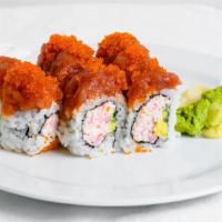 Red Dragon Roll · California roll topped with spicy tuna and tobiko.