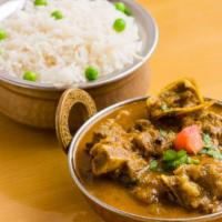Goat Curry · Favorite. Gluten free. Bone-in goat meat cooked in authentic Nepalese style in house special...