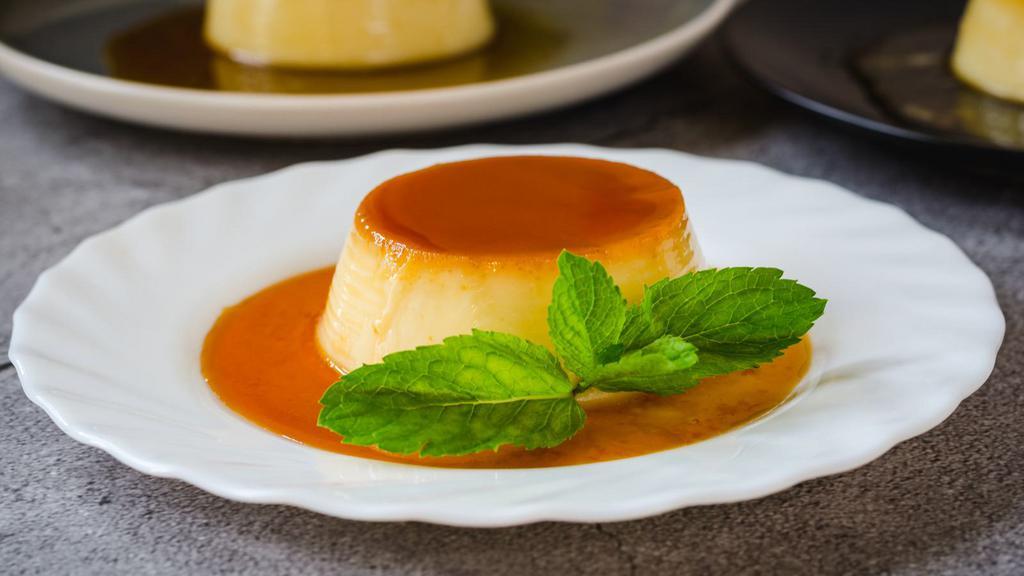 Flan · Delicious homemade custard dessert topped with a layer of caramel.