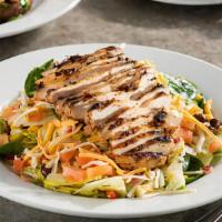 Grilled Chicken Salad · Tomatoes, corn & black bean salsa, shredded cheese with honey-lime vinaigrette.