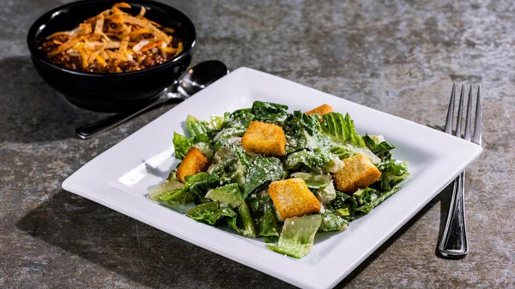 Chili & Caesar Salad · A delicious bowl of the Original Chili with a side Caesar Salad.