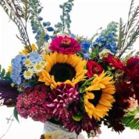 Mason Jar Arrangement  · Designers Choice local seasonal sourced blooms