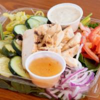 Chicken Breast Salad · Hot or Cold Chicken Breast salad with choice of dressing and toppings.
