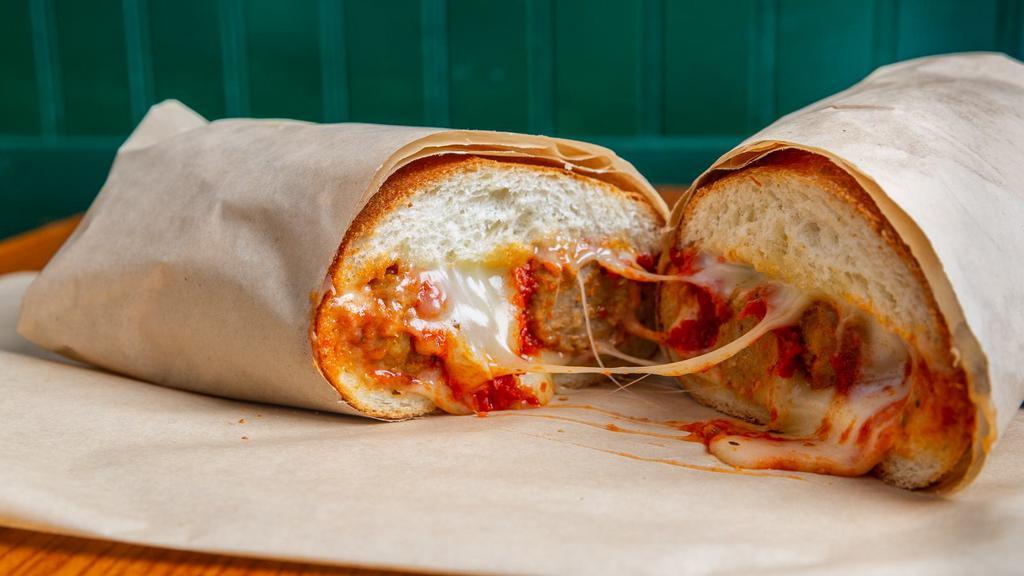 1. Meatball Sub · All Beef Meatballs, melted Pepper Jack cheese, and Homemade Marinara sauce.