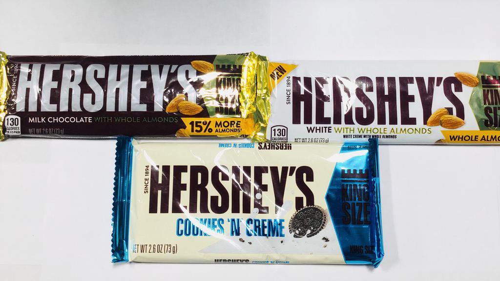 Hershey’s Milk Chocolate King Size · Milk Chocolate/ Milk Chocolate with Almonds / White Chocolate with Almonds / Cookies ‘n’ Cream