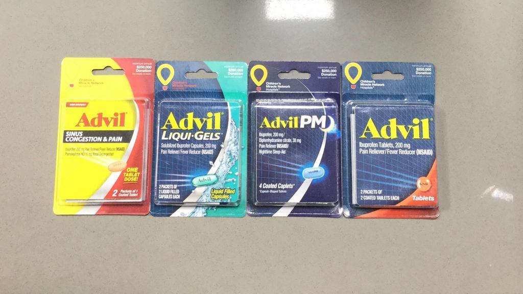 Advil · Advil Pain Reliever / Fever Reducer, Advil Sinus Congestion & Pain, Advil Liqui-Gels or Advil PM