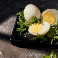 Hard Boiled Eggs - 2 Pack · 150 Cal. Hard boiled eggs and emerald greens. Pack of 2. Allergens: Contains Egg