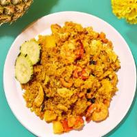 KABOOM! PINEAPPLE FRIED RICE · Sweet & Savory Fried Rice X Your Choice of Protein X Egg / Cashews / Juicy Pineapple / Tomat...