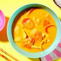 MONSOON YELLOW CURRY · Sweet & Spicy Yellow Curry with Coconut Milk X Your Choice of Protein X Served with White Rice