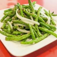 Braised String Beans，/四豆 · Vegetarian.