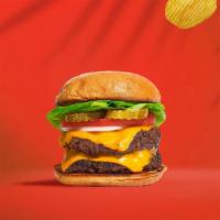 Halal Double Cheeseburger · Two 1/3 lb. Halal beef patties, lettuce, red onions, tomatoes, mayo, ketchup and mustard.