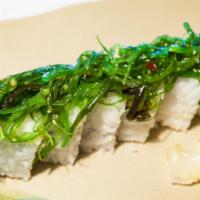Godzilla Roll · Inside: spicy tuna. Outside. Seaweed salad.