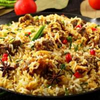 The Lamb Biryani · An exotic blend of basmati rice, juicy lamb and traditional spices and herbs.