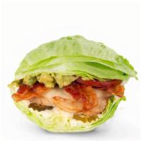 Cali Chicken Lettuce Wrap · Grilled chicken, house-made guac, hardwood-smoked bacon, Provolone, pickles, lettuce, tomato...