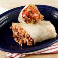 Rice & Beans Burrito · Choice of beans, rice, pico de, gallo and tortilla or try it naked with lettuce. Comes with ...