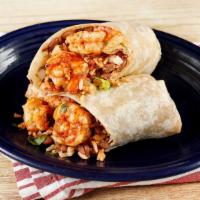 Prawn Burrito · Prawn grilled with lime juice, rice, beans, pico de gallo, and choice of tortilla