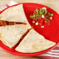 Soyrizo Quesadilla · Vegetarian. Vegan soyrizo; served on a flour tortilla with melted cheese. Comes with a singl...