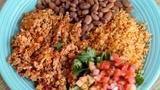 Chorizo con Huevo · Vegetarian. Scrambled eggs with Mexican chorizo.  Served as a plate with rice, beans, and ch...