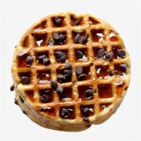 Chocolate Chip Waffle · One Belgian waffle topped with chocolate chips. Served with syrup and whipped cream on the s...