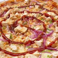 BBQ Chicken · Sweet baby ray's BBQ sauce, buffalo mozzarella, grilled chicken, red onion, green onion.