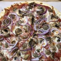 Mushroom Kingdom · Buffalo mozzarella, Italian sausage, fresh sliced mushrooms, red onion. Follow the Rainbow R...