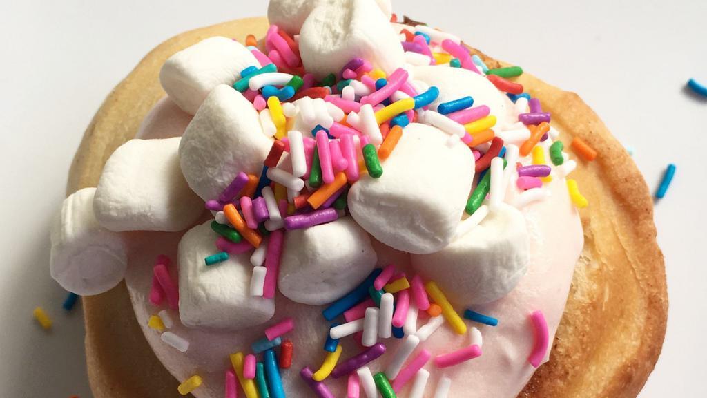 Birthday Cake · Vanilla and cake batter frosting topping with marshmallows and sprinkles.