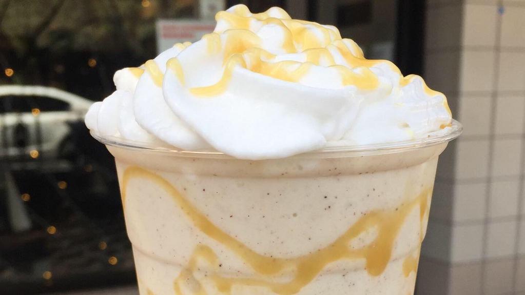Caramel Snickerdoodle Milkshake · This vegan shake is made using soy-based ice cream and coconut-based caramel sauce. It's topped with our house-made coconut whipped cream.