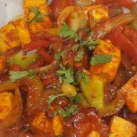Paneer Chili · Freshly made cubed Indian cheese cooked in spicy whole dried red chilies